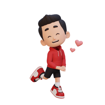 3D cute kid character in love png
