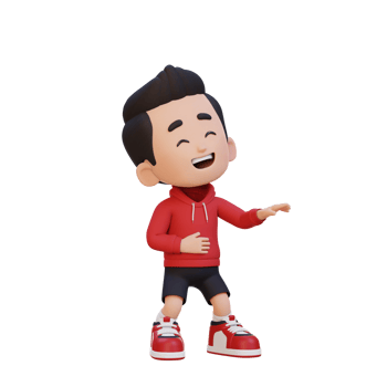 3D cute boy laughing png