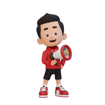 3D cute kid Character Holding a Megaphone png