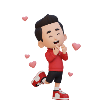 3D cute kid character in love png