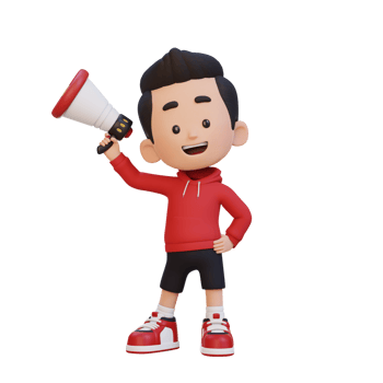 3D cute kid Character Holding a Megaphone png