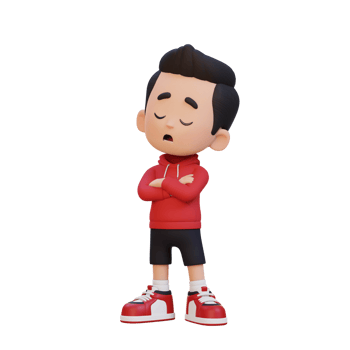 3D cute kid character rejection pose png