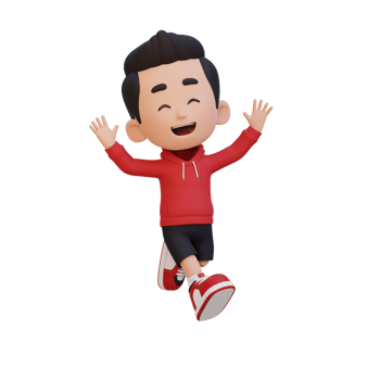 3D cute boy in jumping pose png