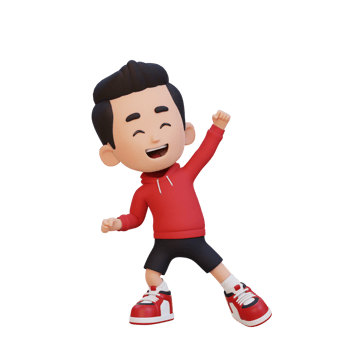 3D cute boy in happy pose png