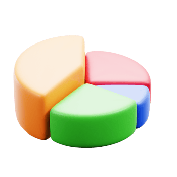 a pie chart with four different colored pieces png