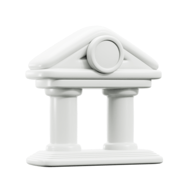 3d white bank hall on a transparent background png