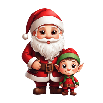 AI generated Christmas elf and Santa claus png
