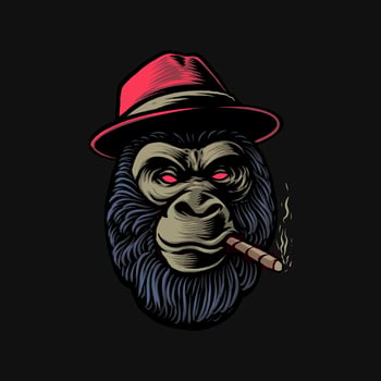 the gangster gorilla head illustration vector