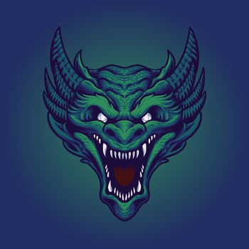 green dragon head vector illustration