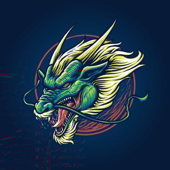 chinese green dragon head vector