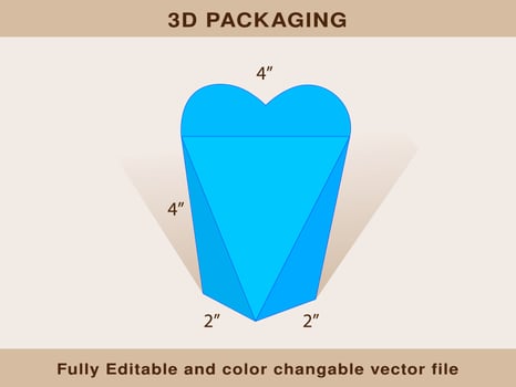 Heart Shape Box, Gift Box, Storage Box Dieline Template vector