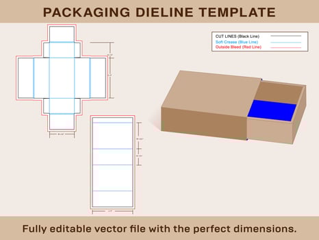 Sleeve or Match Box Dieline Template vector