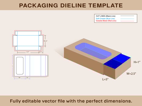 Jewelry Window Box Dieline Template vector