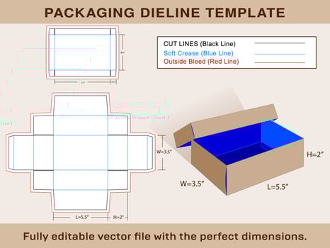 Mini Shoe Box, Favor Gift Box Dieline Template vector