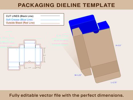 Shop Box Dieline Template, vector