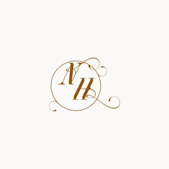 NH wedding monogram initial in perfect details vector