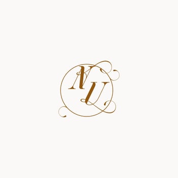 NU wedding monogram initial in perfect details vector