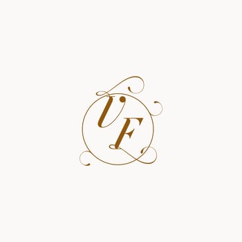 VF wedding monogram initial in perfect details vector