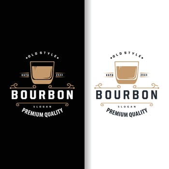 Whiskey Logo, Drink Label Design With Old Retro Vintage Ornament Illustration Premium Template vector