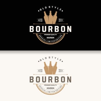 Whiskey Logo, Drink Label Design With Old Retro Vintage Ornament Illustration Premium Template vector