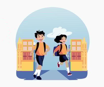 Back to School Flat Character Vector Illustration manually created