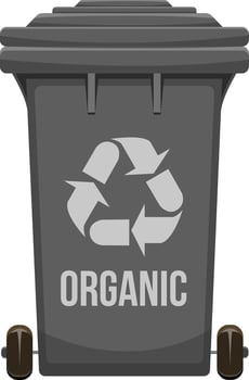 Organic text black garbage bin vector illustration isolated on white background.