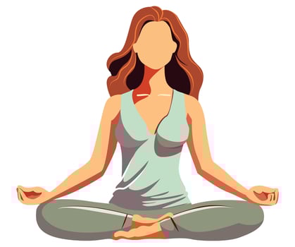 Woman doing yoga meditate  flat vector in mental health care concept