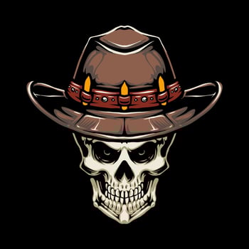 cowboy hat skull vector illustration