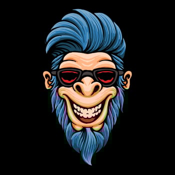 monkey cool glasses vector illustration