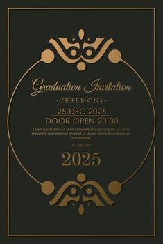 Elegant dark graduation invitation template vector