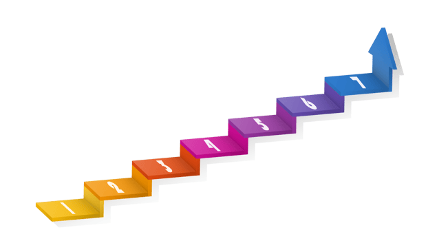 3d stair infographic elements design with 7 options, Steps or processes and marketing can be used for presentation. png