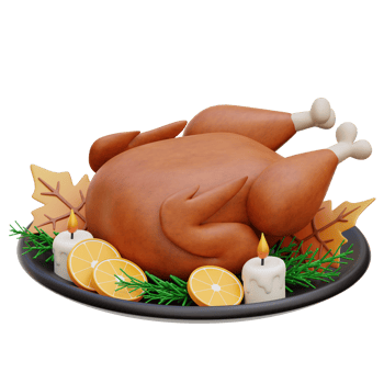 Roasted Turkey 3D Icon Illustrations png