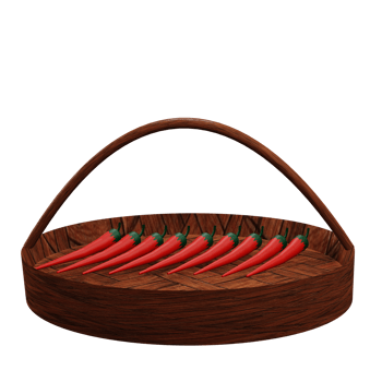 3 D illustration of chili on basket png