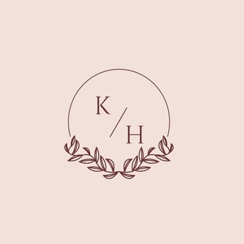 KH initial monogram wedding with creative circle line vector
