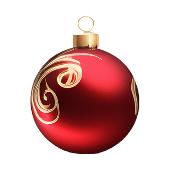 AI generated Red Christmas ball isolated, A Festive Christmas Backdrop with Radiant Baubles, Glistening Balls, and Golden Ribbon Accents, ai-generated png