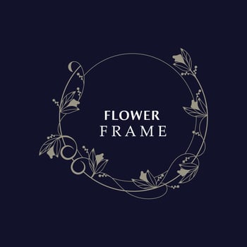 Floral frame flower round shape emblem logotype isolated on white background, leaves luxury linear logo circle style boutique vector