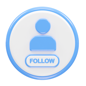 Follow us icon 3d rendering illustration png
