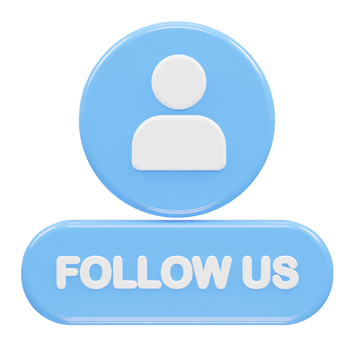 Follow us icon 3d rendering illustration png