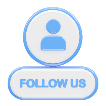Follow us icon 3d rendering illustration png