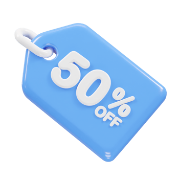 50 percent off discount sale icon 3d render illustration png