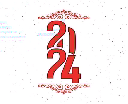 Happy New Year 2024 Holiday Abstract Red And Maroon Graphic Design Vector Logo Symbol Illustration