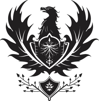 Stately Vector Heraldic Profile Black Emblem Dignified Insignia Emblem Vector Icon