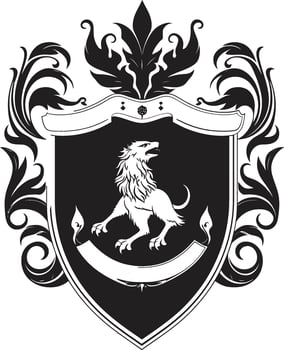 Royal Crowned Shield Vector Emblem Ancient Heraldic Symbol Black Vector Icon