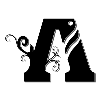 Letter A decorated with vintage flowers png