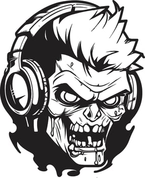 Ghastly Sonic Vibes Stylish Zombie Icon Zombie Sonic Harmony Headphone Design Art vector