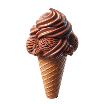 AI generated Closeup of delicious chocolate ice cream cone isolated on transparent background png