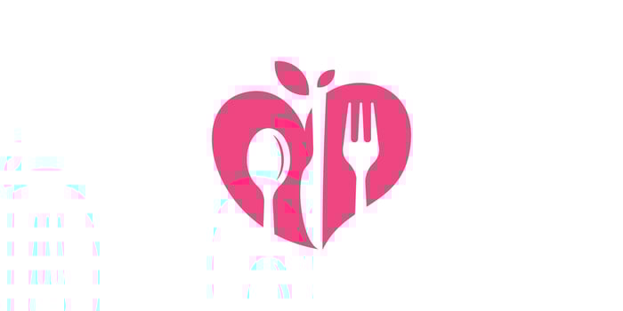logo design combination of love shape with cutlery, negative space logo. vector