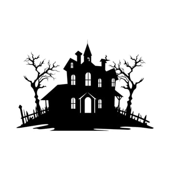 A Scary Haunted House Silhouette Vector isolated on a white background