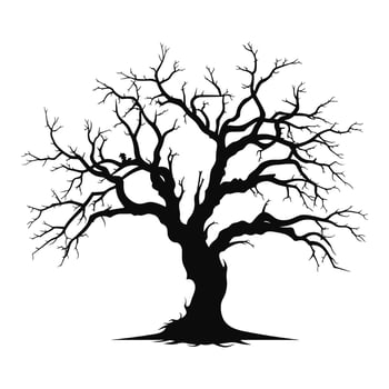 Scary Dead Tree black Silhouette isolated on a white background vector