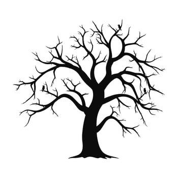 Scary Dead Tree black Silhouette isolated on a white background vector
